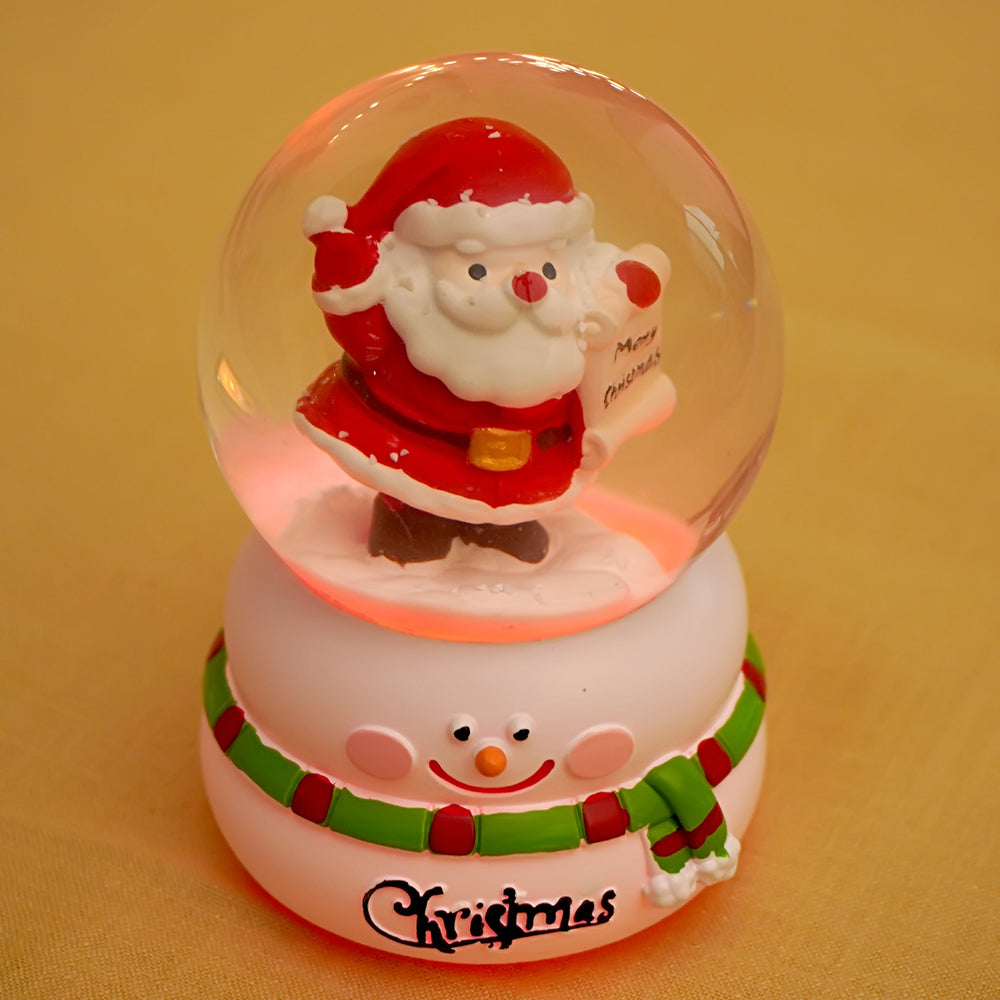 Santa with Letter colorful LED Dome on Snowman Base, Christmas Table Décor & Gift Option