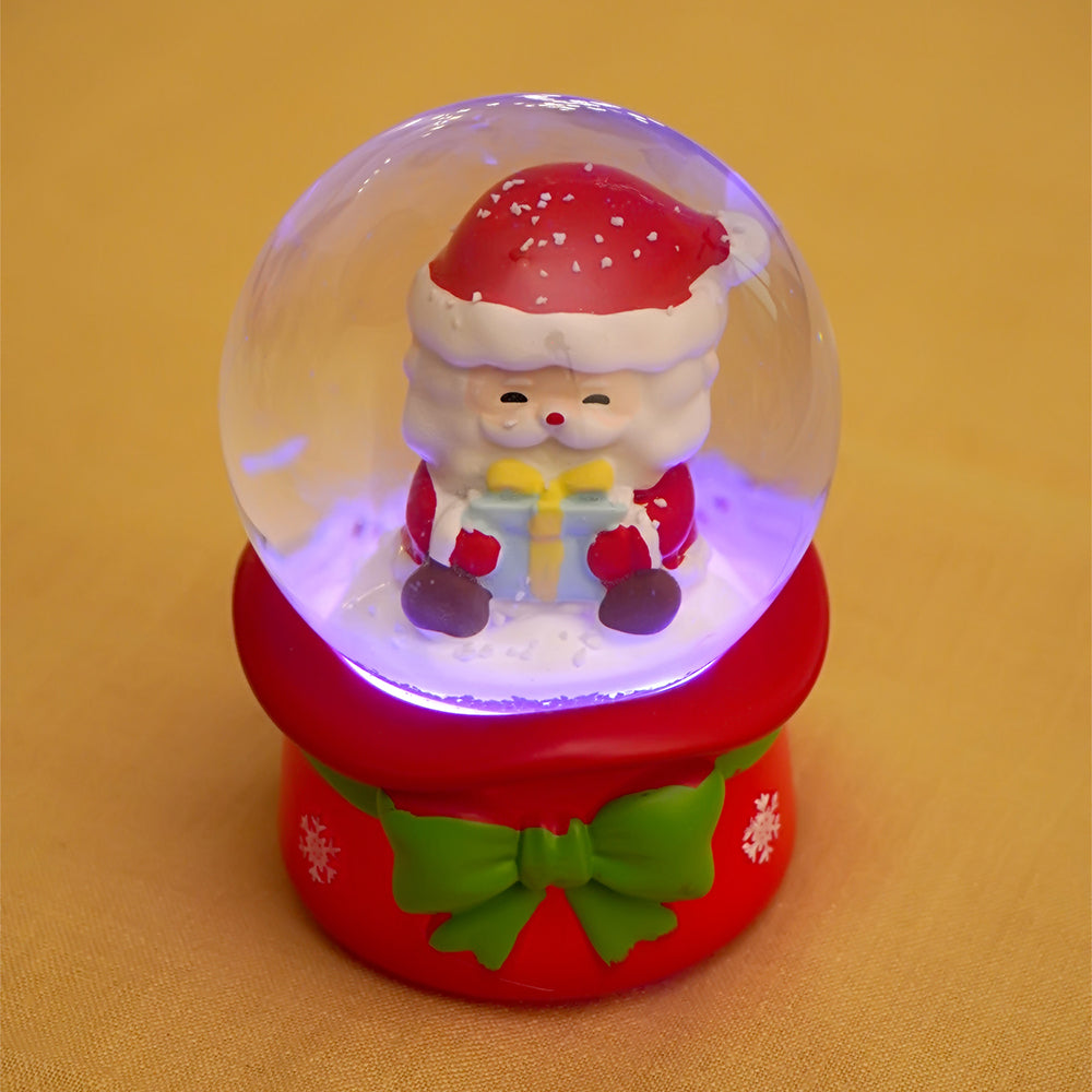 Santa Holding a Gift Mini colorful LED Dome, Christmas Table Décor & Gift option