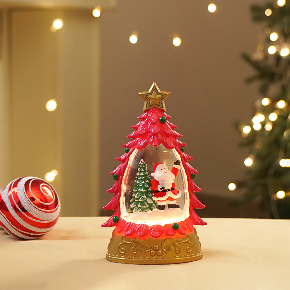 Mini Red Tree colorful LED light Dome with Music Christmas Table Décor & Gift option