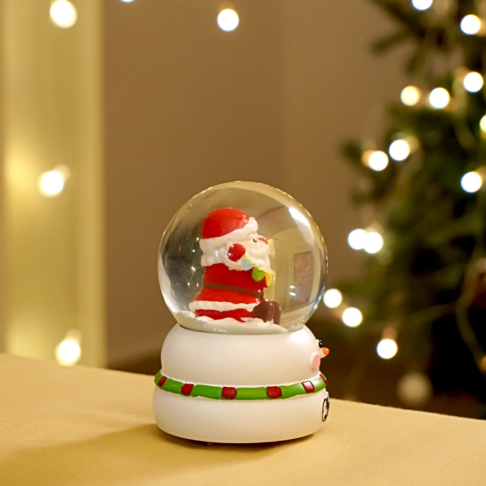 Santa with Bunting Christmas colorful LED Dome on Snowman Base, Christmas Table Décor & Gift option