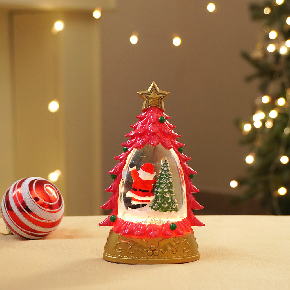 Mini Red Tree colorful LED light Dome with Music Christmas Table Décor & Gift option