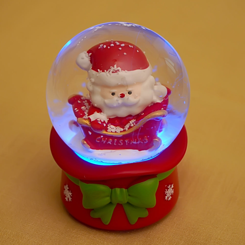 Santa in his Sledge Mini colorful LED Dome, Christmas Table Décor & Gift option