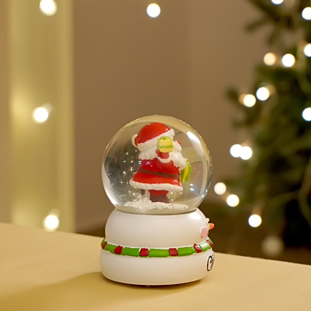 Santa with Gift colorful LED Globe on Snowman Base, Christmas Table Décor & Gift option