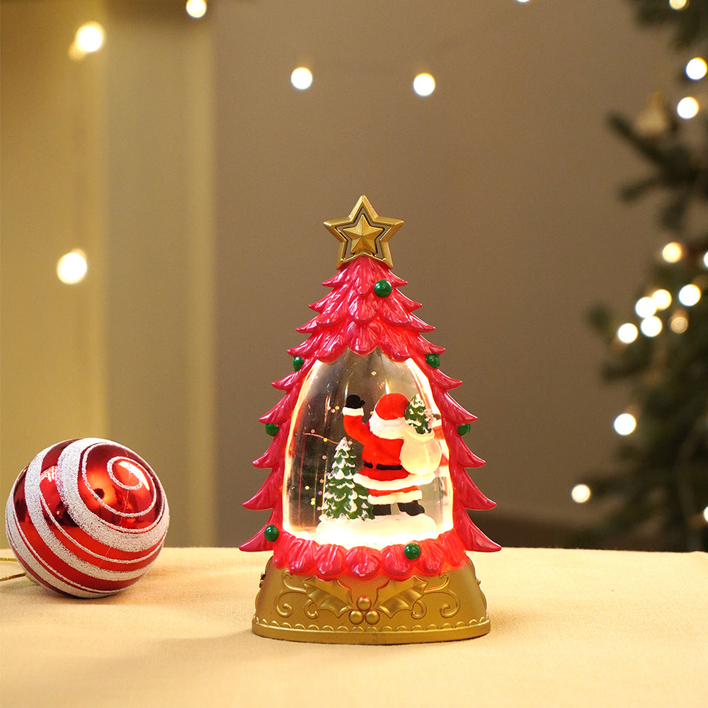 Mini Red Tree with Santa Sack colorful LED light Dome with Music Christmas Table Décor & Gift option