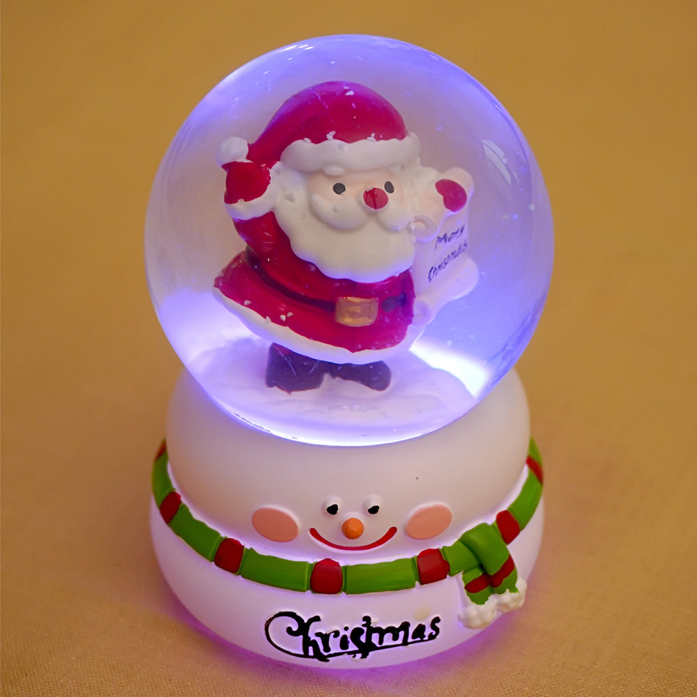 Santa with Letter colorful LED Dome on Snowman Base, Christmas Table Décor & Gift Option