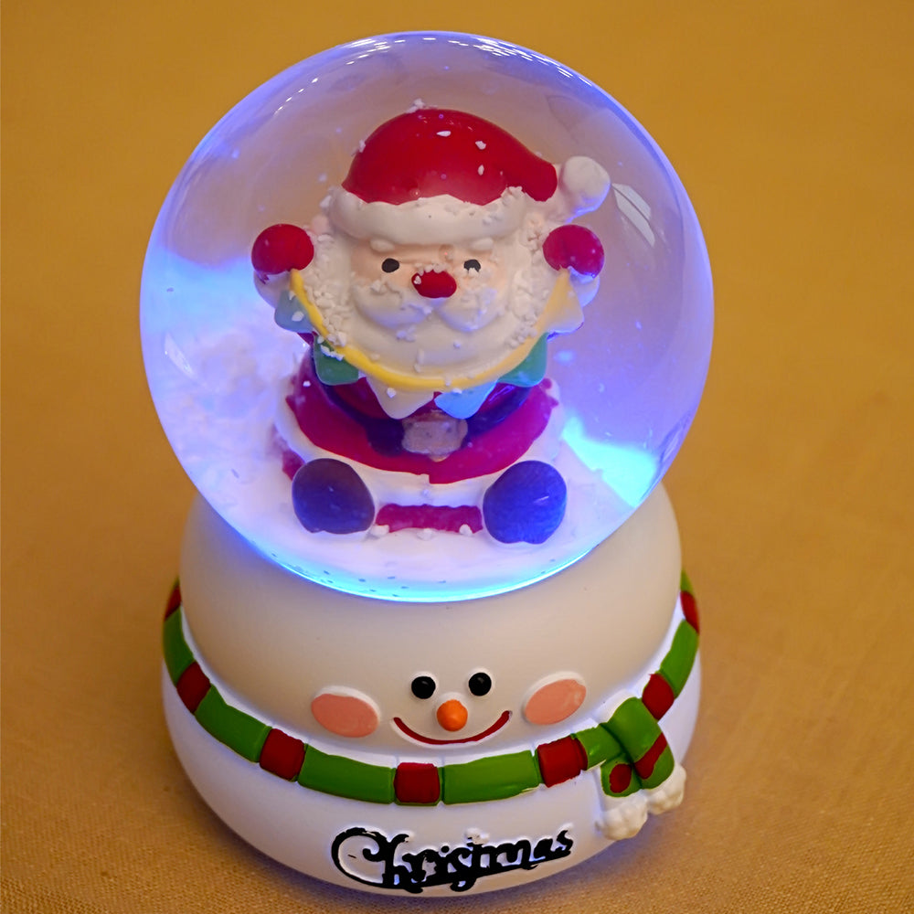 Santa with Bunting Christmas colorful LED Dome on Snowman Base, Christmas Table Décor & Gift option