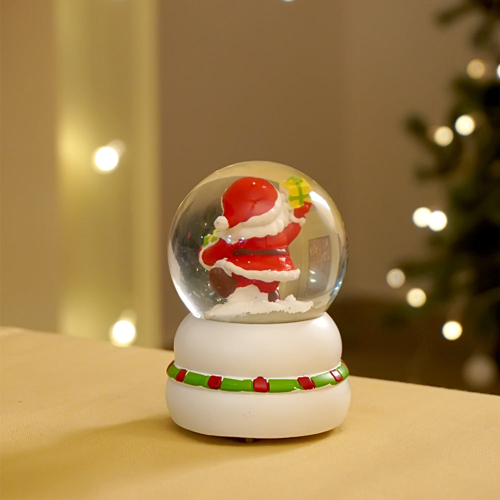 Santa with Gift colorful LED Globe on Snowman Base, Christmas Table Décor & Gift option