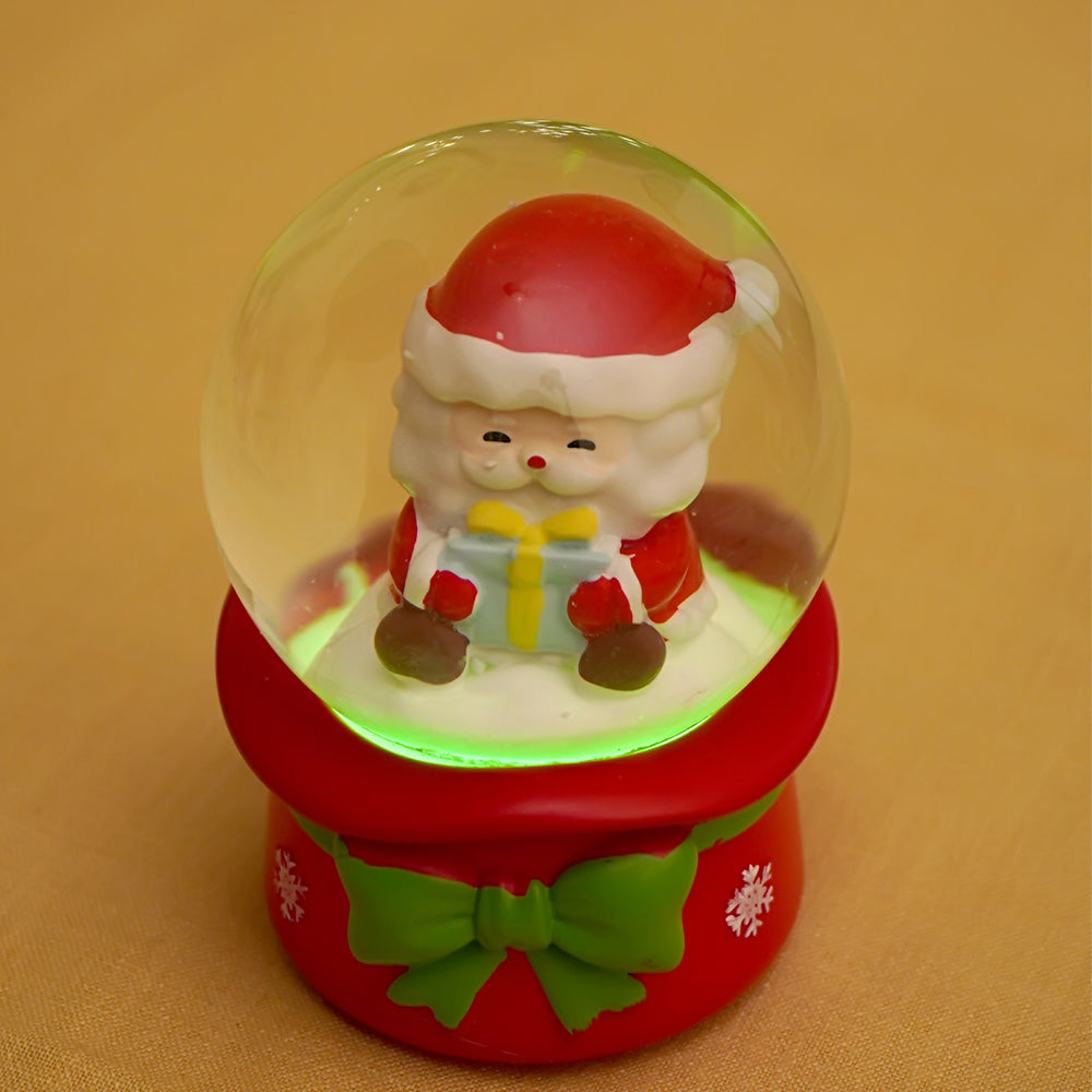 Santa Holding a Gift Mini colorful LED Dome, Christmas Table Décor & Gift option