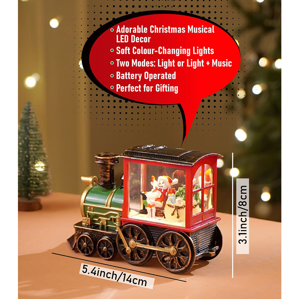 Mini Santa Mini Train with LED Light and Music Christmas Table Décor & Gift option