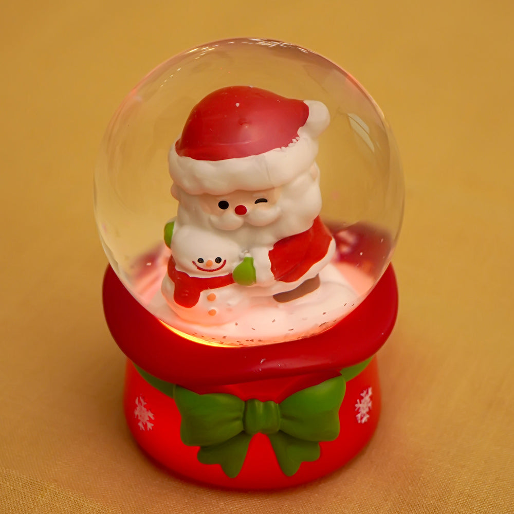 Santa with Snowman Mini colorful led light shiny Dome, Christmas Tabletop Xmas Décor, & Gift option
