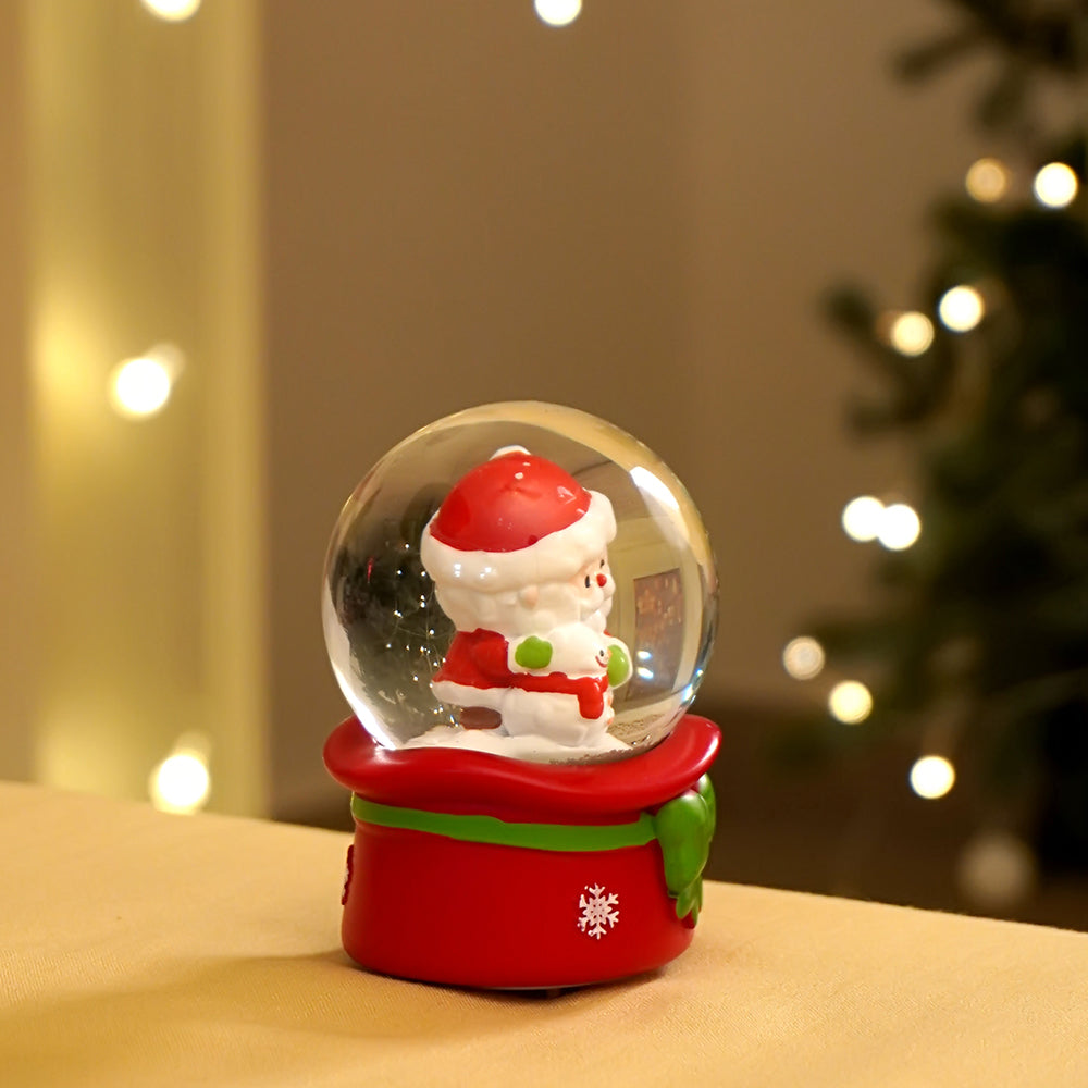 Santa with Snowman Mini colorful led light shiny Dome, Christmas Tabletop Xmas Décor, & Gift option