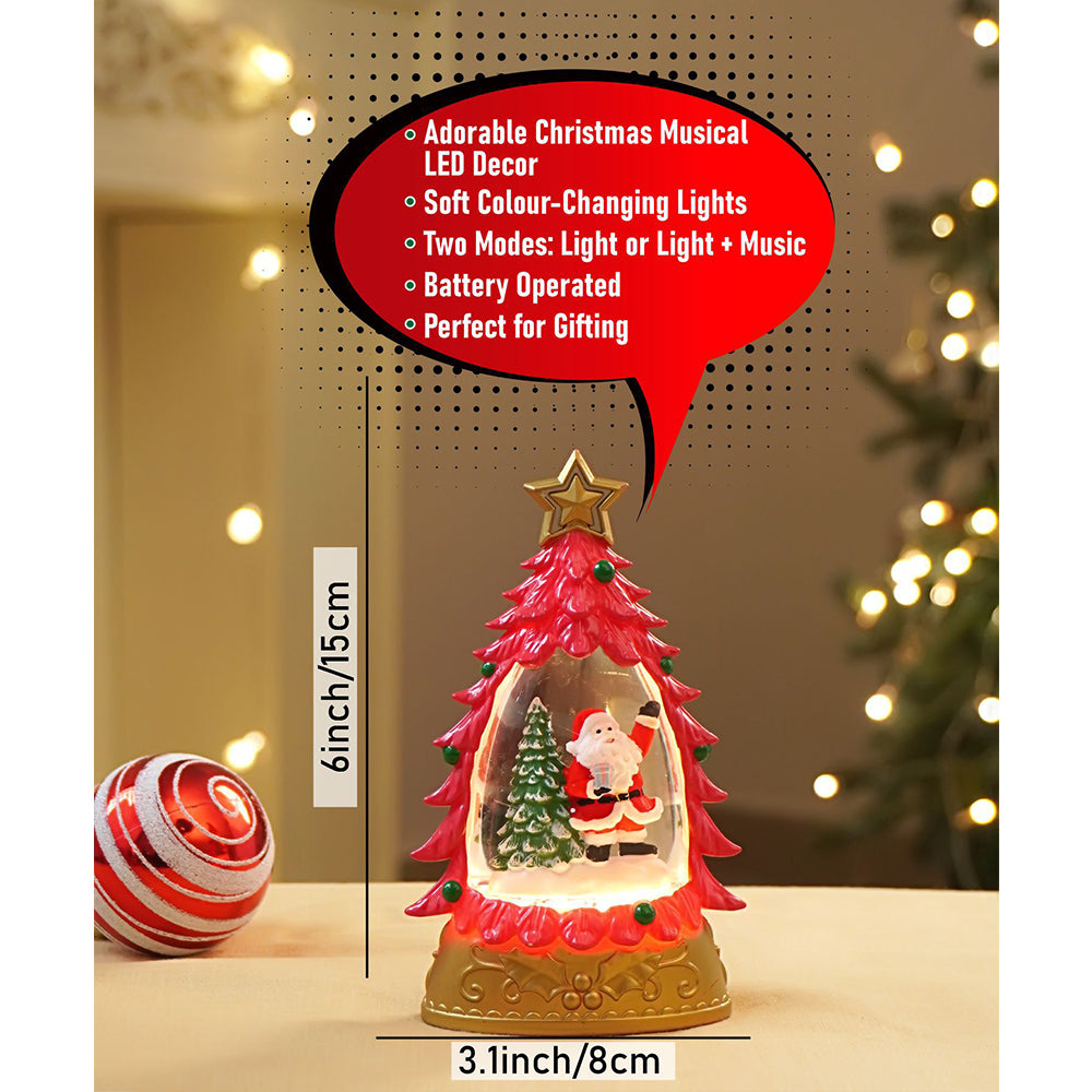 Mini Red Tree colorful LED light Dome with Music Christmas Table Décor & Gift option