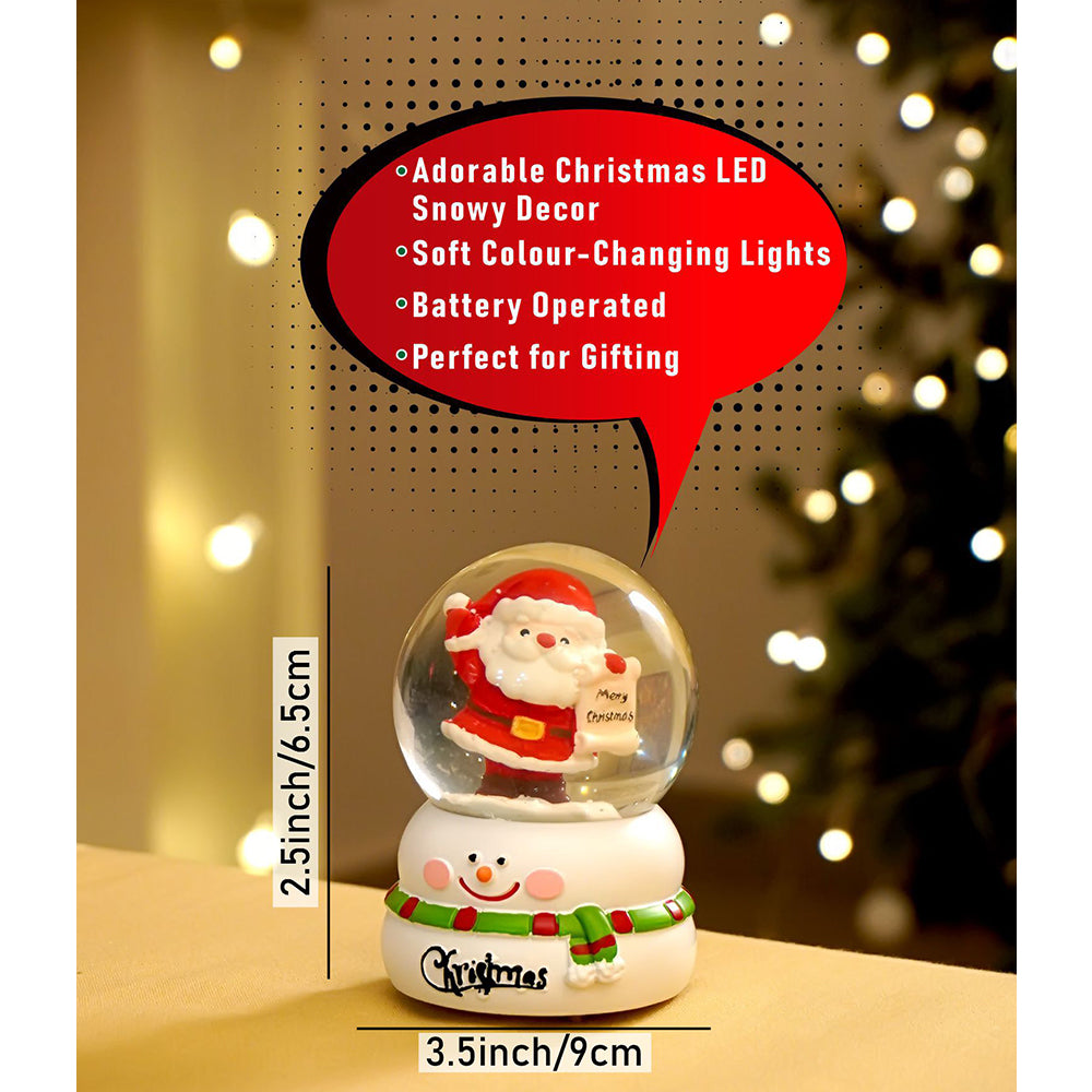 Santa with Letter colorful LED Dome on Snowman Base, Christmas Table Décor & Gift Option