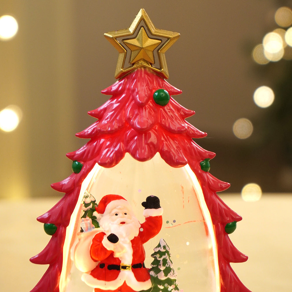 Mini Red Tree with Santa Sack colorful LED light Dome with Music Christmas Table Décor & Gift option