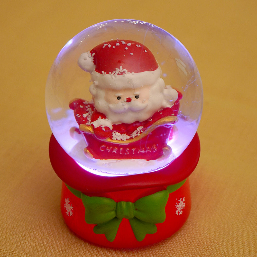 Santa in his Sledge Mini colorful LED Dome, Christmas Table Décor & Gift option