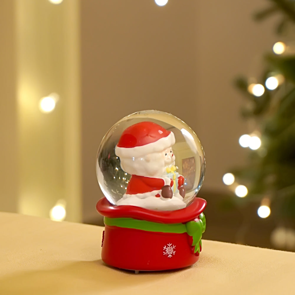 Santa Holding a Gift Mini colorful LED Dome, Christmas Table Décor & Gift option