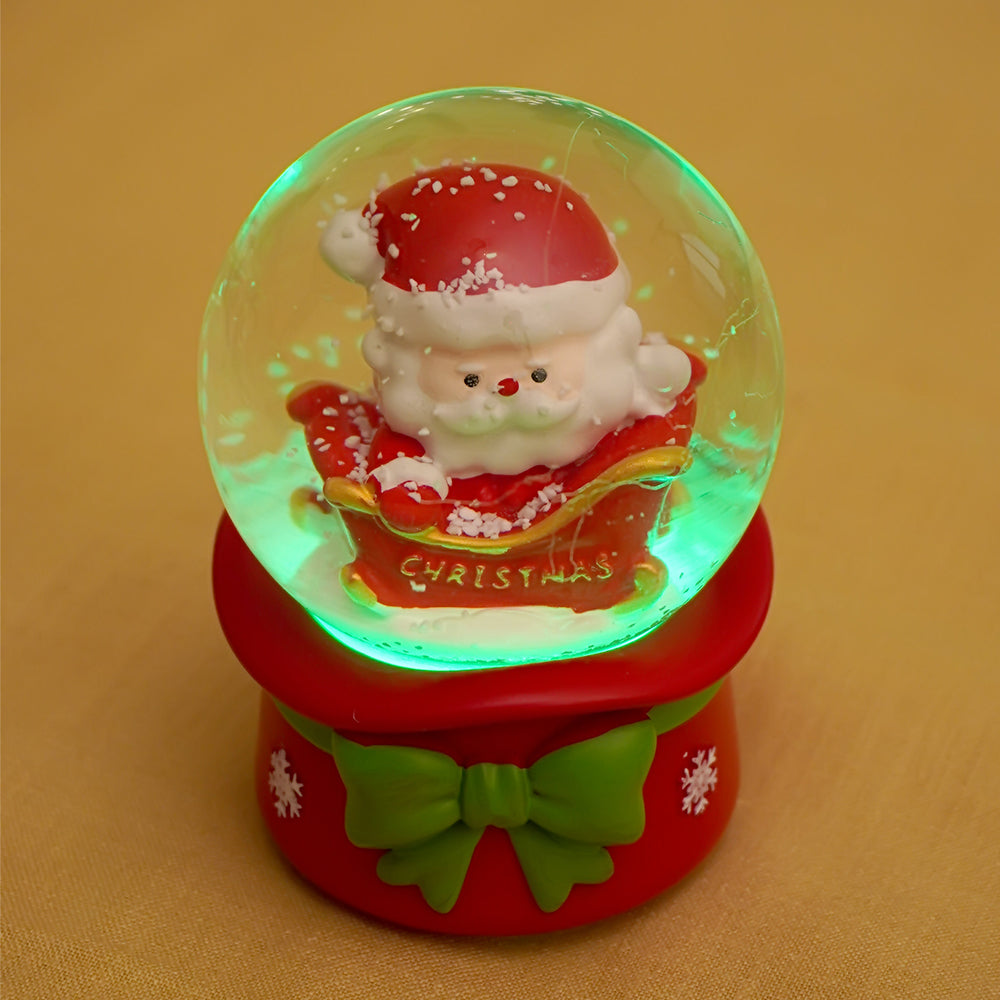 Santa in his Sledge Mini colorful LED Dome, Christmas Table Décor & Gift option