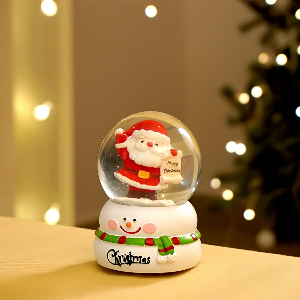 Santa with Letter colorful LED Dome on Snowman Base, Christmas Table Décor & Gift Option