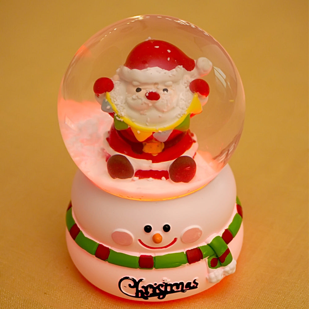 Santa with Bunting Christmas colorful LED Dome on Snowman Base, Christmas Table Décor & Gift option