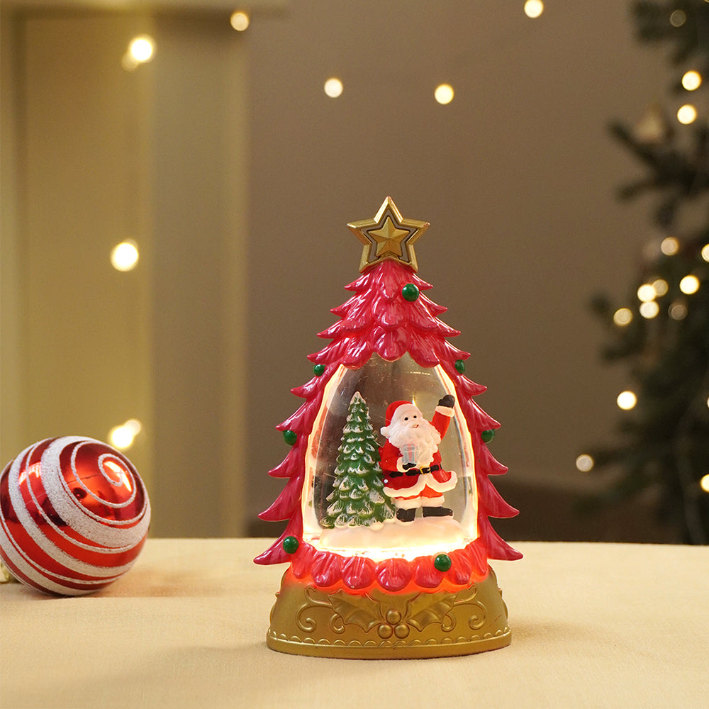 Mini Red Tree colorful LED light Dome with Music Christmas Table Décor & Gift option