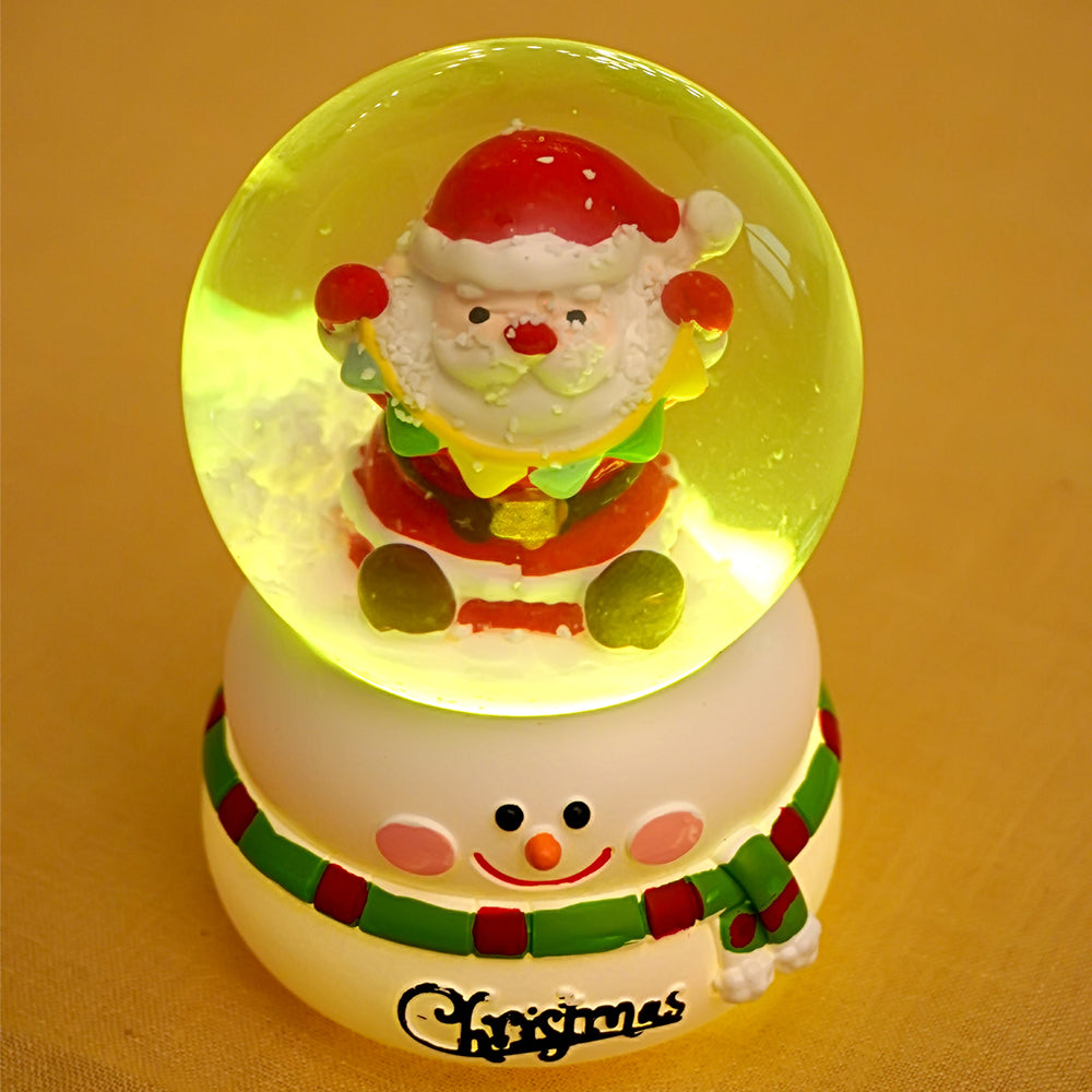 Santa with Bunting Christmas colorful LED Dome on Snowman Base, Christmas Table Décor & Gift option