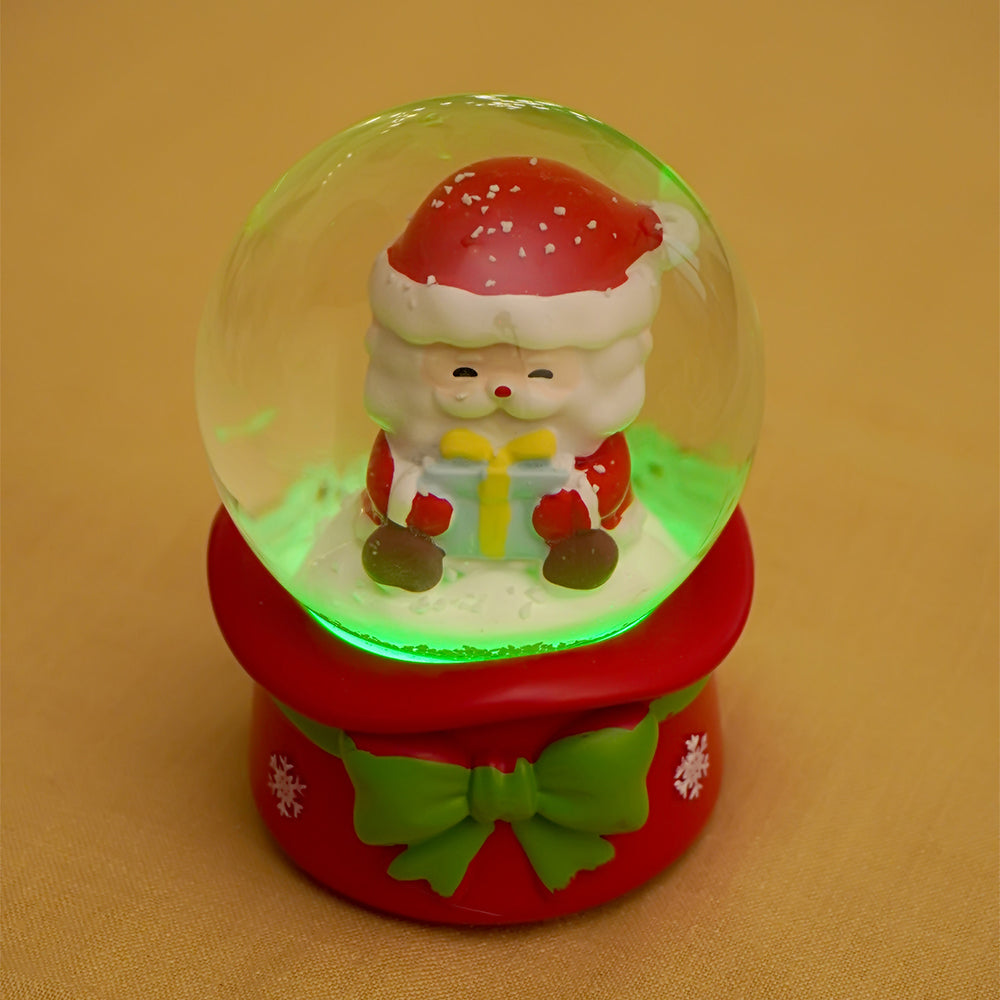 Santa Holding a Gift Mini colorful LED Dome, Christmas Table Décor & Gift option