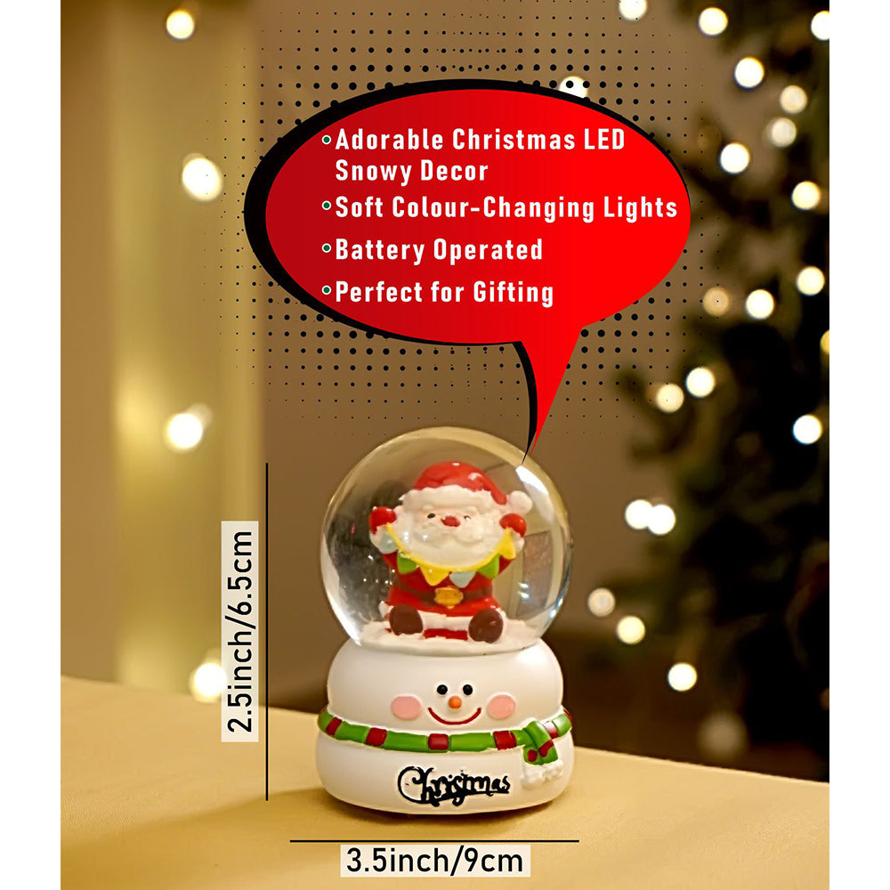 Santa with Bunting Christmas colorful LED Dome on Snowman Base, Christmas Table Décor & Gift option