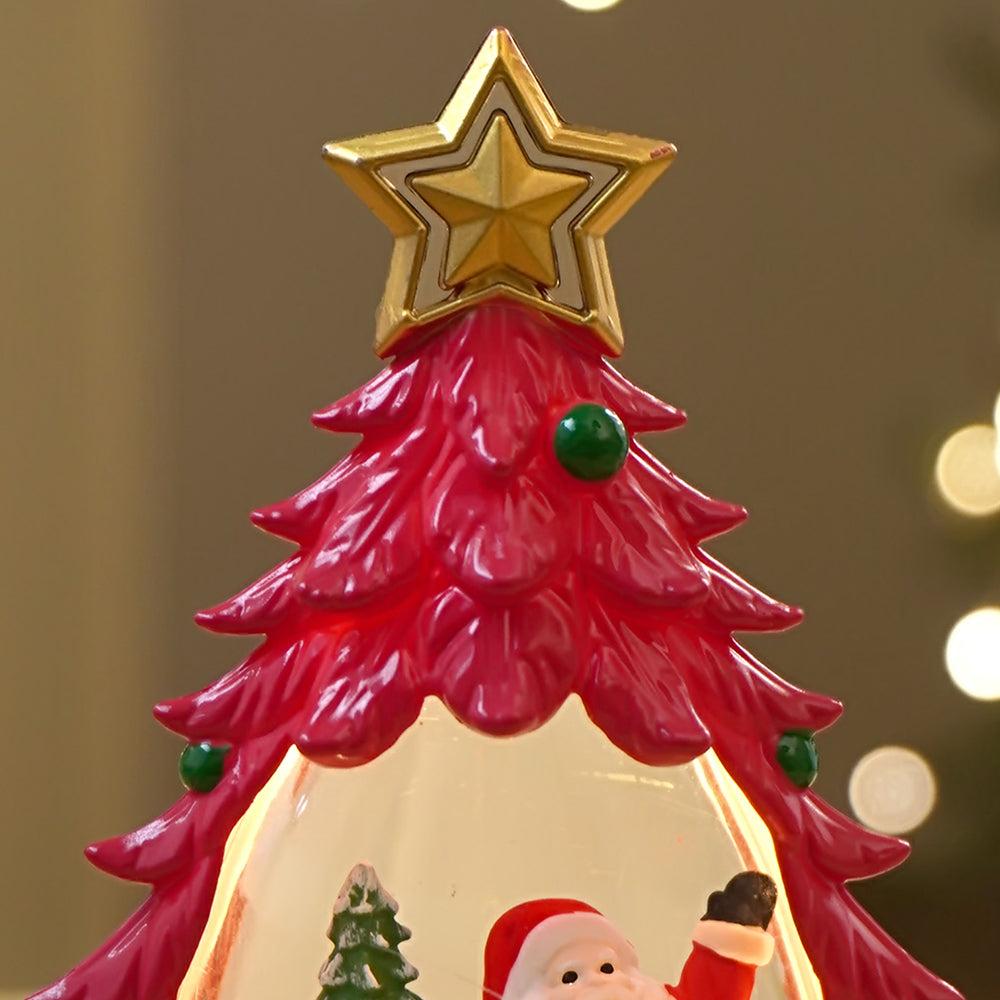 Mini Red Tree colorful LED light Dome with Music Christmas Table Décor & Gift option
