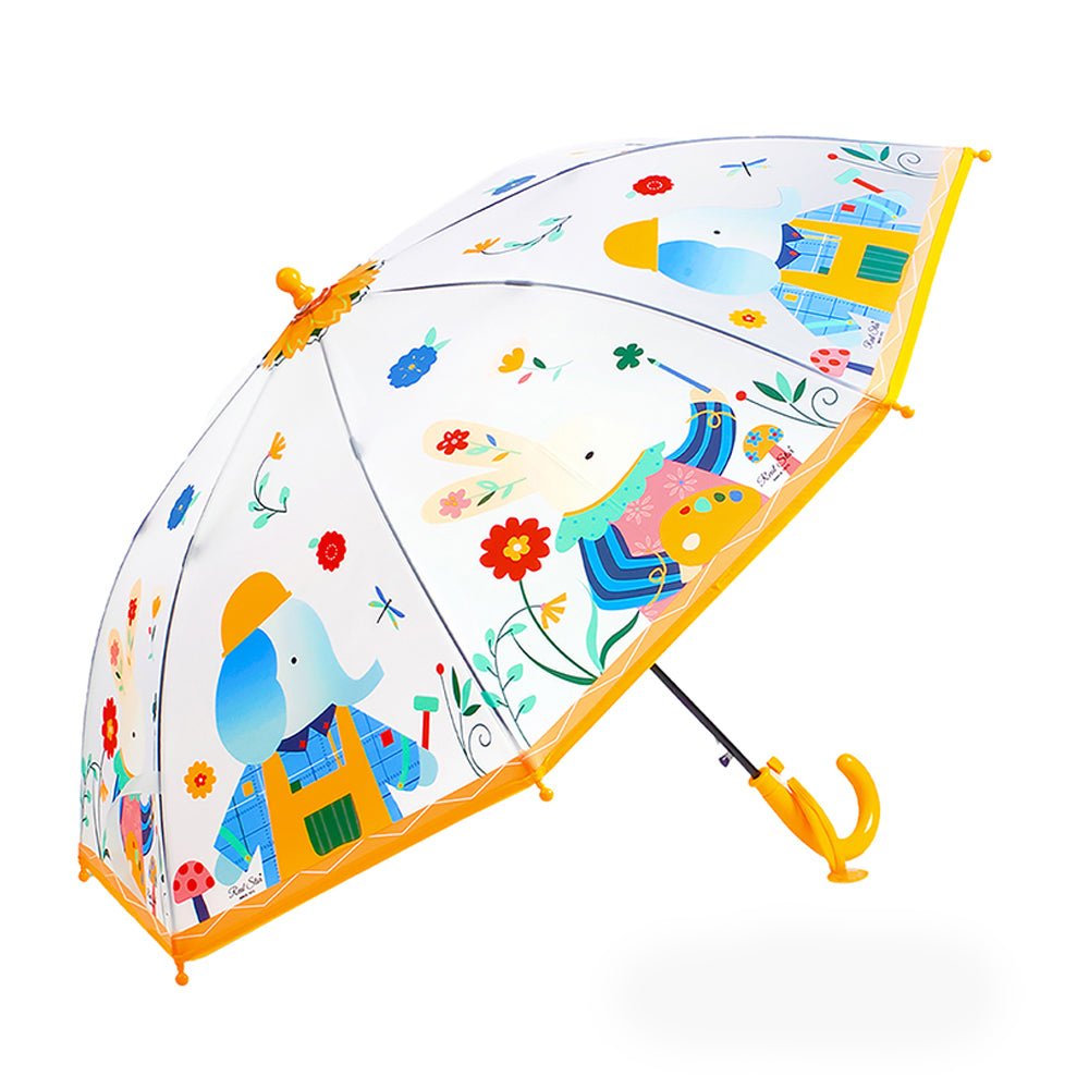 Elephant Rabbit Transparent Style Yellow Umbrella for Kids - Little Surprise BoxElephant Rabbit Transparent Style Yellow Umbrella for Kids