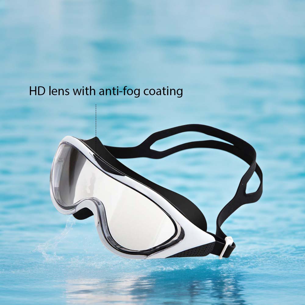 Fitness Teens Black & White Big Frame UV protected Unisex Swimming Goggles - Little Surprise BoxFitness Teens Black & White Big Frame UV protected Unisex Swimming Goggles
