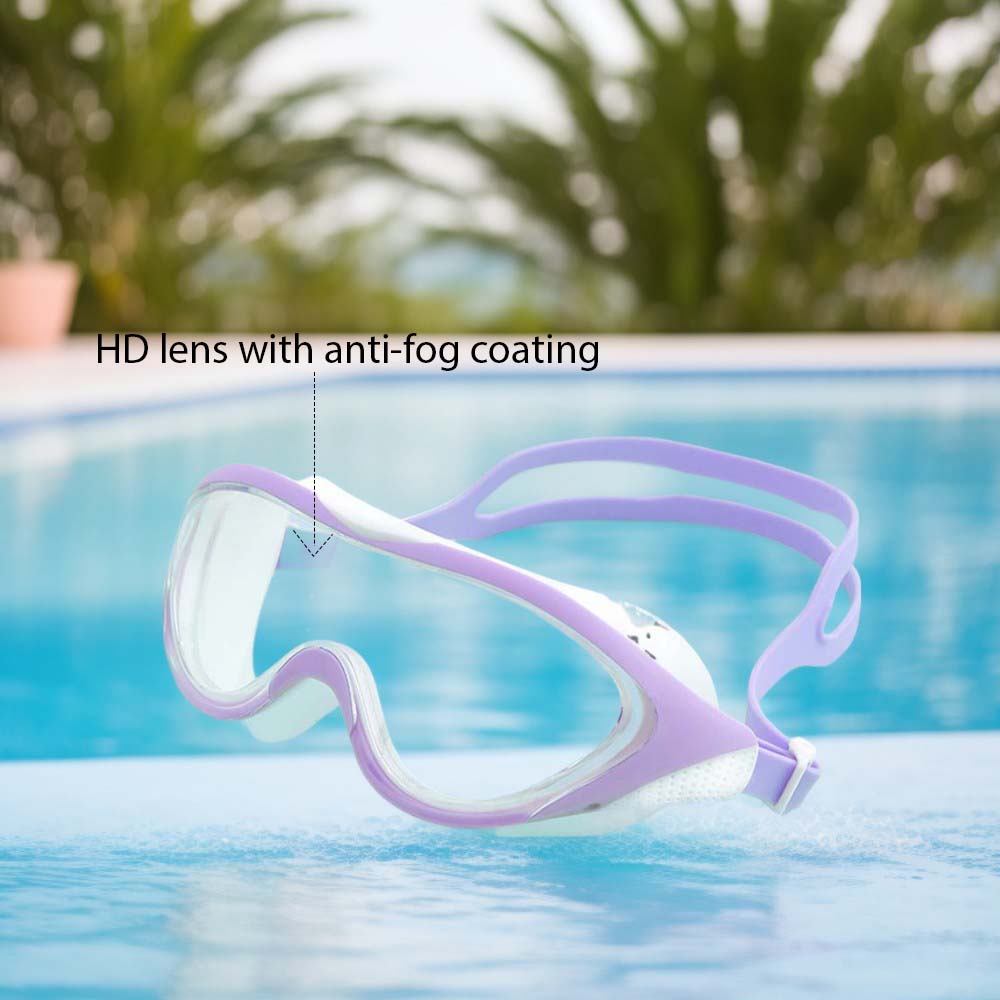 Fitness Teens Purple & White Big Frame UV protected Unisex Swimming Goggles - Little Surprise BoxFitness Teens Purple & White Big Frame UV protected Unisex Swimming Goggles