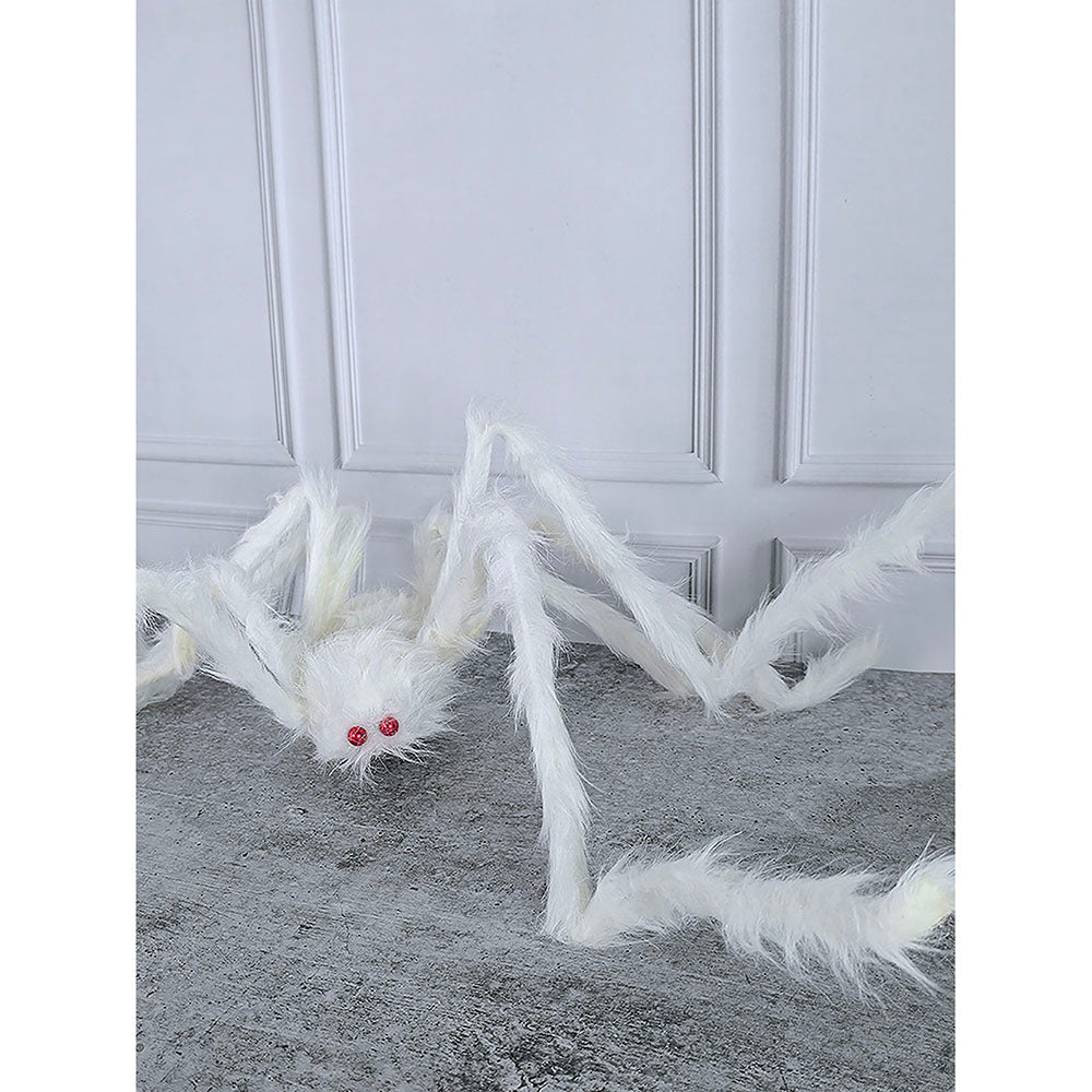 Giant Furry White Spider with bendable legs and red eyes for Halloween Decoration - Little Surprise BoxGiant Furry White Spider with bendable legs and red eyes for Halloween Decoration