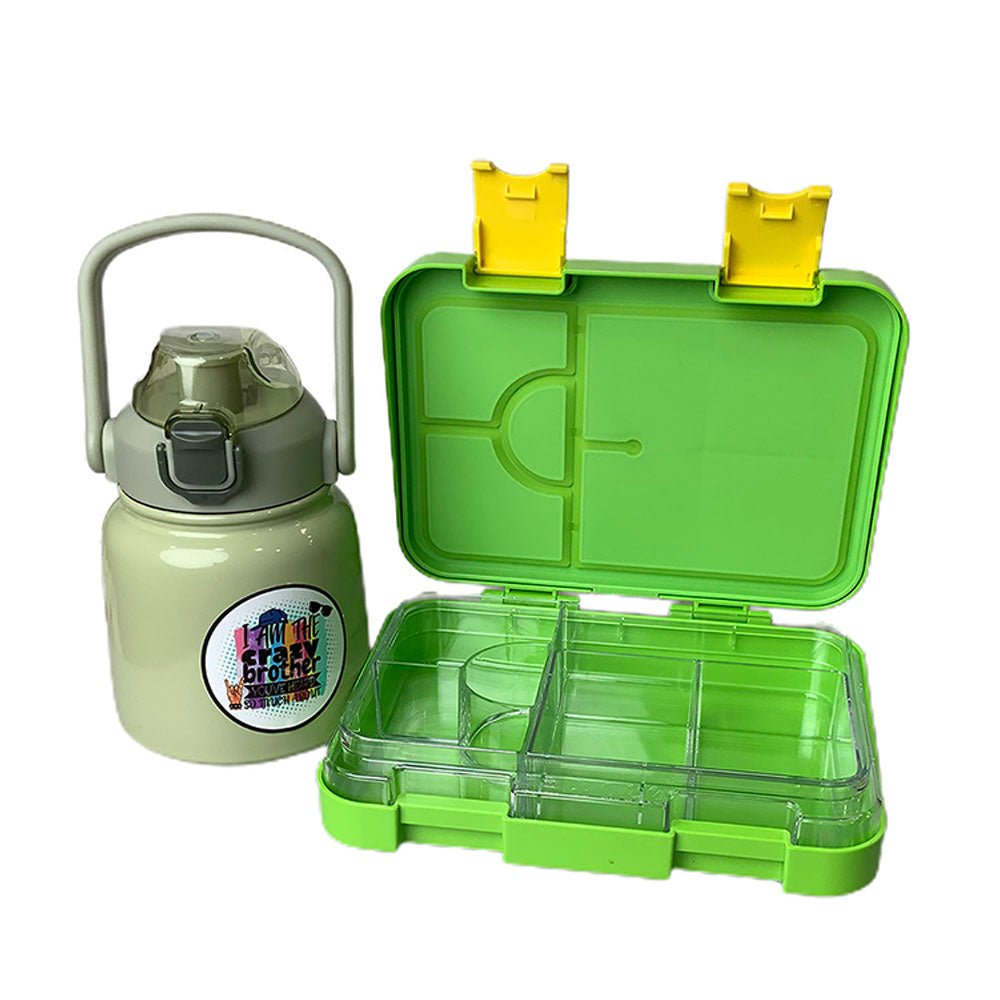 Green Bento Box & Belly Water Bottle Combo Rakhi Gift Set for Brother - Little Surprise BoxGreen Bento Box & Belly Water Bottle Combo Rakhi Gift Set for Brother
