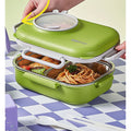 Green Bunny Ear themed Stainless Steel Lunch Box with Bowl, chopsticks & Fork - Little Surprise BoxGreen Bunny Ear themed Stainless Steel Lunch Box with Bowl, chopsticks & Fork