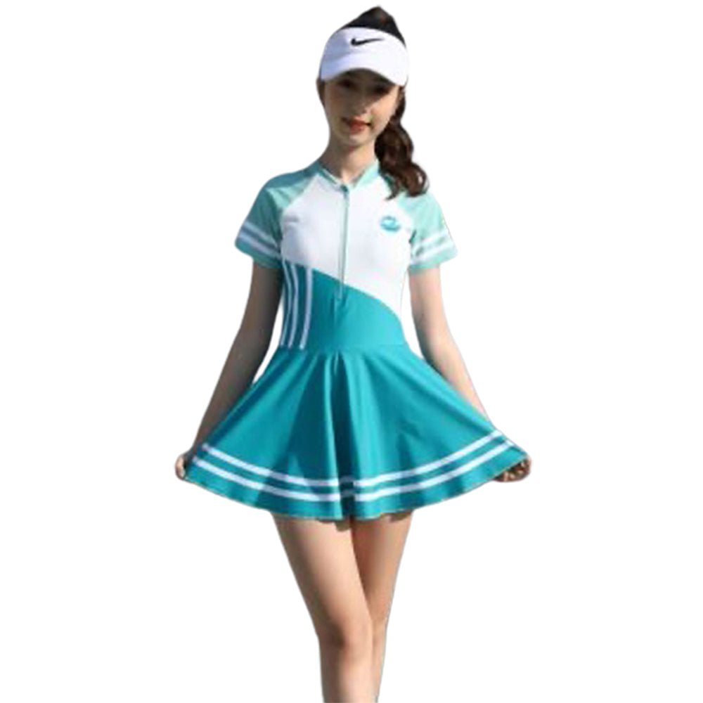 Green Color Block frock style Swimwear for Teens - Little Surprise BoxGreen Color Block frock style Swimwear for Teens - Little Surprise BoxGreen Color Block frock style Swimwear for Teens