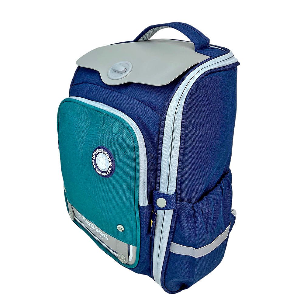 Green & Dark Blue Collapsible & Foldable School Backpack for Kids - Little Surprise BoxGreen & Dark Blue Collapsible & Foldable School Backpack for Kids