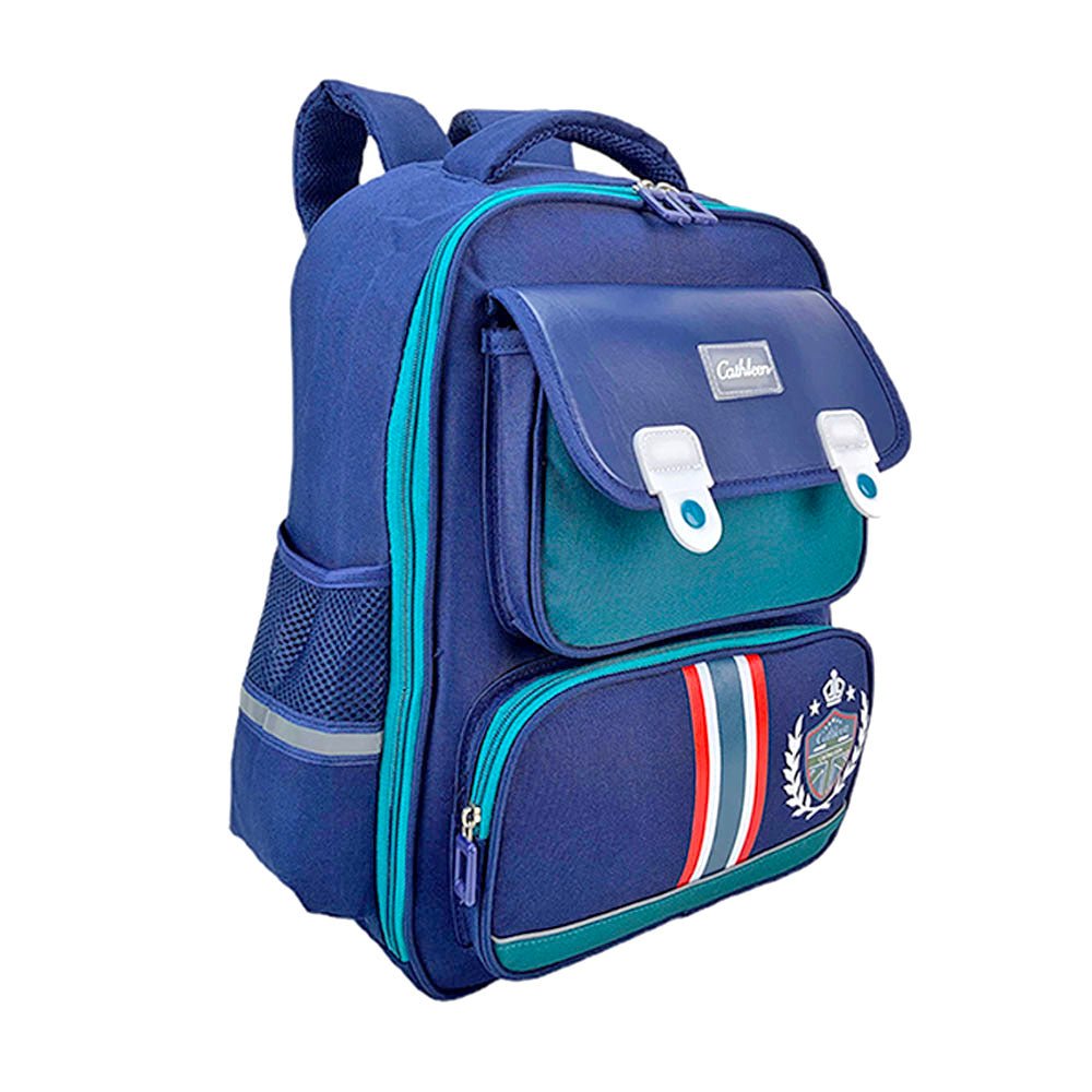 Green & Dark Blue Crest Design School Backpack for Kids - Little Surprise BoxGreen & Dark Blue Crest Design School Backpack for Kids