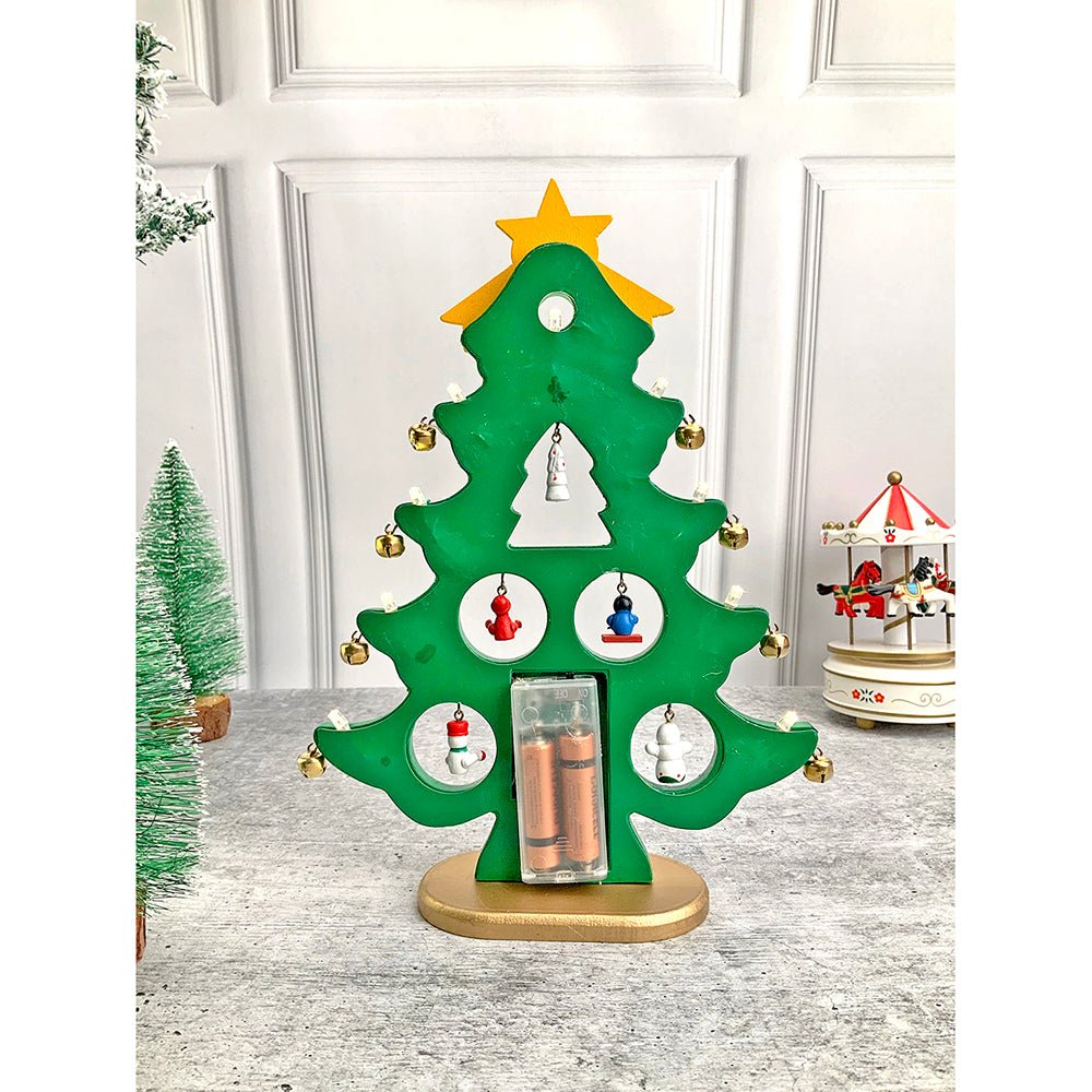 Green DIY Wooden Christmas Tree with LED Light, Christmas Table Décor - Little Surprise BoxGreen DIY Wooden Christmas Tree with LED Light, Christmas Table Décor