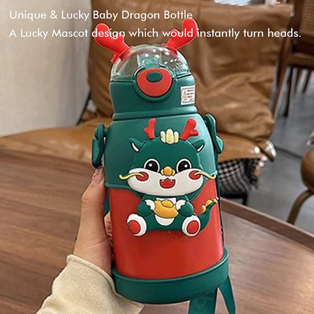 Green Lucky Dragon theme Kids Water Bottle, 500ml - Little Surprise BoxGreen Lucky Dragon theme Kids Water Bottle, 500ml