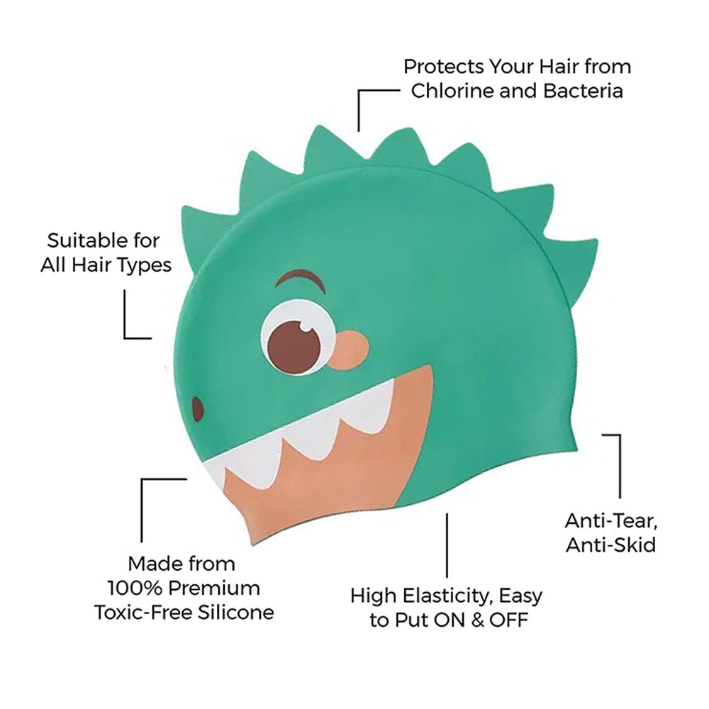 Green Monster 3d Silicone Kids Swimming Cap - Little Surprise BoxGreen Monster 3d Silicone Kids Swimming Cap