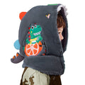 Grey Furry Dino theme Winter Cap covering Mouth, Neck and Head - Little Surprise BoxGrey Furry Dino theme Winter Cap covering Mouth, Neck and Head