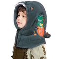 Grey Furry Dino theme Winter Cap covering Mouth, Neck and Head - Little Surprise BoxGrey Furry Dino theme Winter Cap covering Mouth, Neck and Head