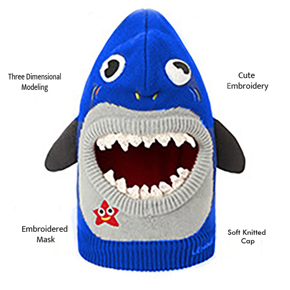 Knitted Starfish Shark theme Winter Cap covering Neck , Ears and Head - Little Surprise BoxKnitted Starfish Shark theme Winter Cap covering Neck , Ears and Head