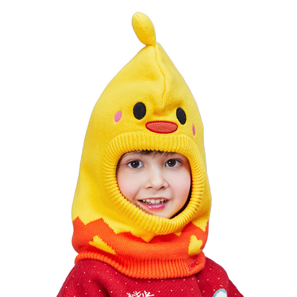 Knitted Yellow Duckling theme Winter Cap covering Neck , Ears and Head - Little Surprise BoxKnitted Yellow Duckling theme Winter Cap covering Neck , Ears and Head