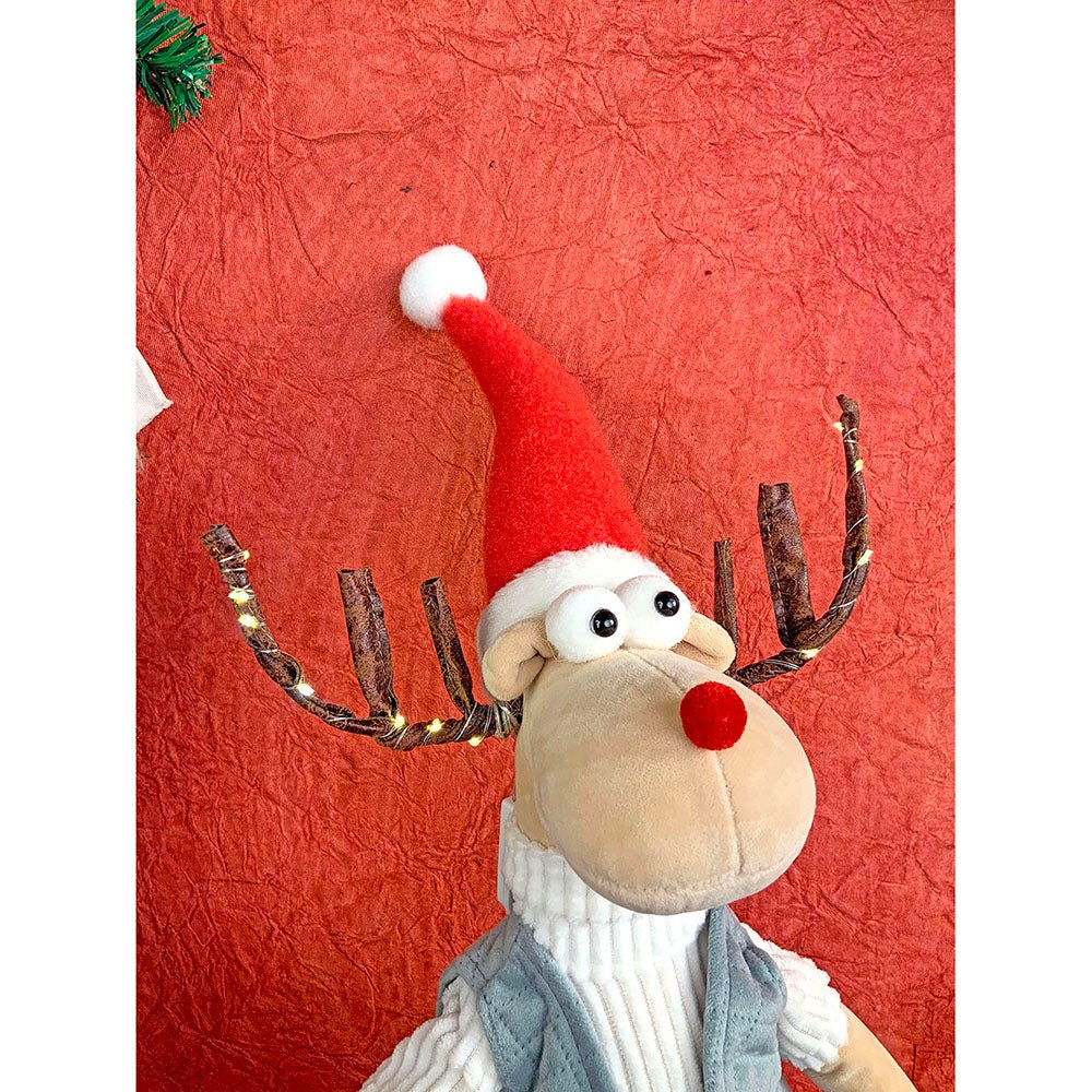 LED Light Horns 27 inches Foldable Standing Grey Coat Rudolf Reindeer Plush - Little Surprise BoxLED Light Horns 27 inches Foldable Standing Grey Coat Rudolf Reindeer Plush