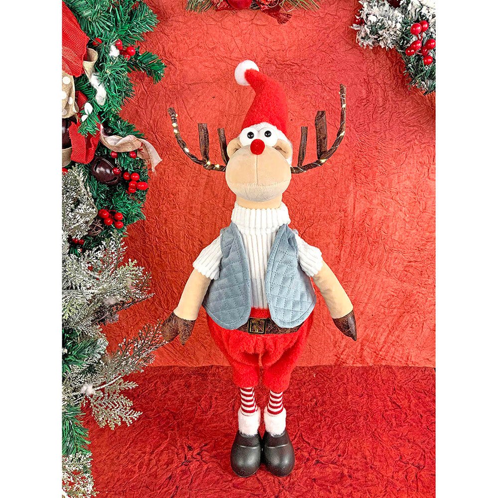 LED Light Horns 27 inches Foldable Standing Grey Coat Rudolf Reindeer Plush - Little Surprise BoxLED Light Horns 27 inches Foldable Standing Grey Coat Rudolf Reindeer Plush