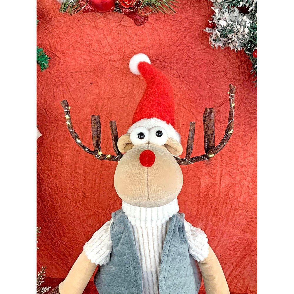 LED Light Horns 27 inches Foldable Standing Grey Coat Rudolf Reindeer Plush - Little Surprise BoxLED Light Horns 27 inches Foldable Standing Grey Coat Rudolf Reindeer Plush