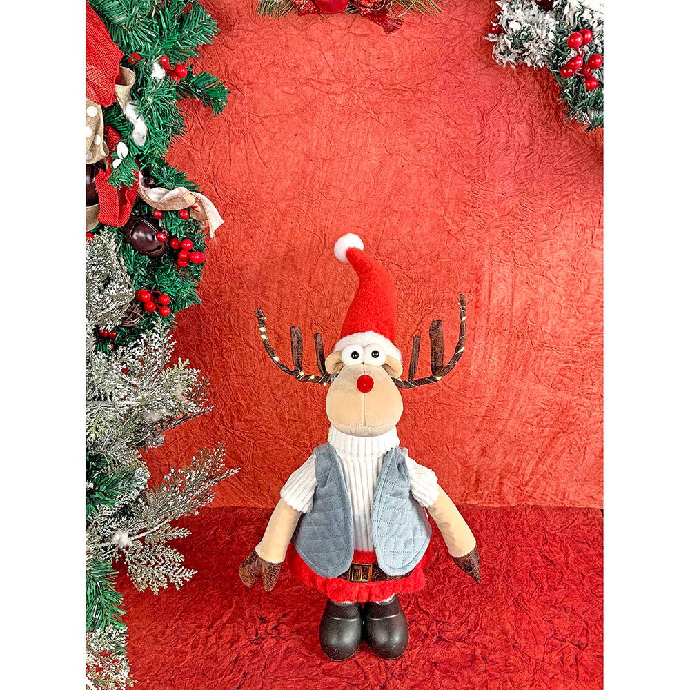 LED Light Horns 27 inches Foldable Standing Grey Coat Rudolf Reindeer Plush - Little Surprise BoxLED Light Horns 27 inches Foldable Standing Grey Coat Rudolf Reindeer Plush