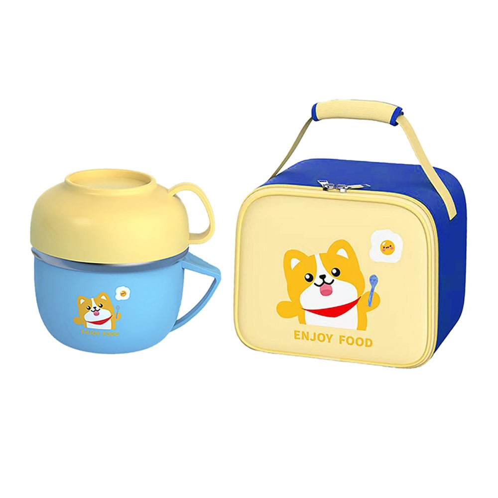 Light Blue Big size, Foxy Dual Handle Soup and Noodles Lunch Box with matching Cover - Little Surprise BoxLight Blue Big size, Foxy Dual Handle Soup and Noodles Lunch Box with matching Cover