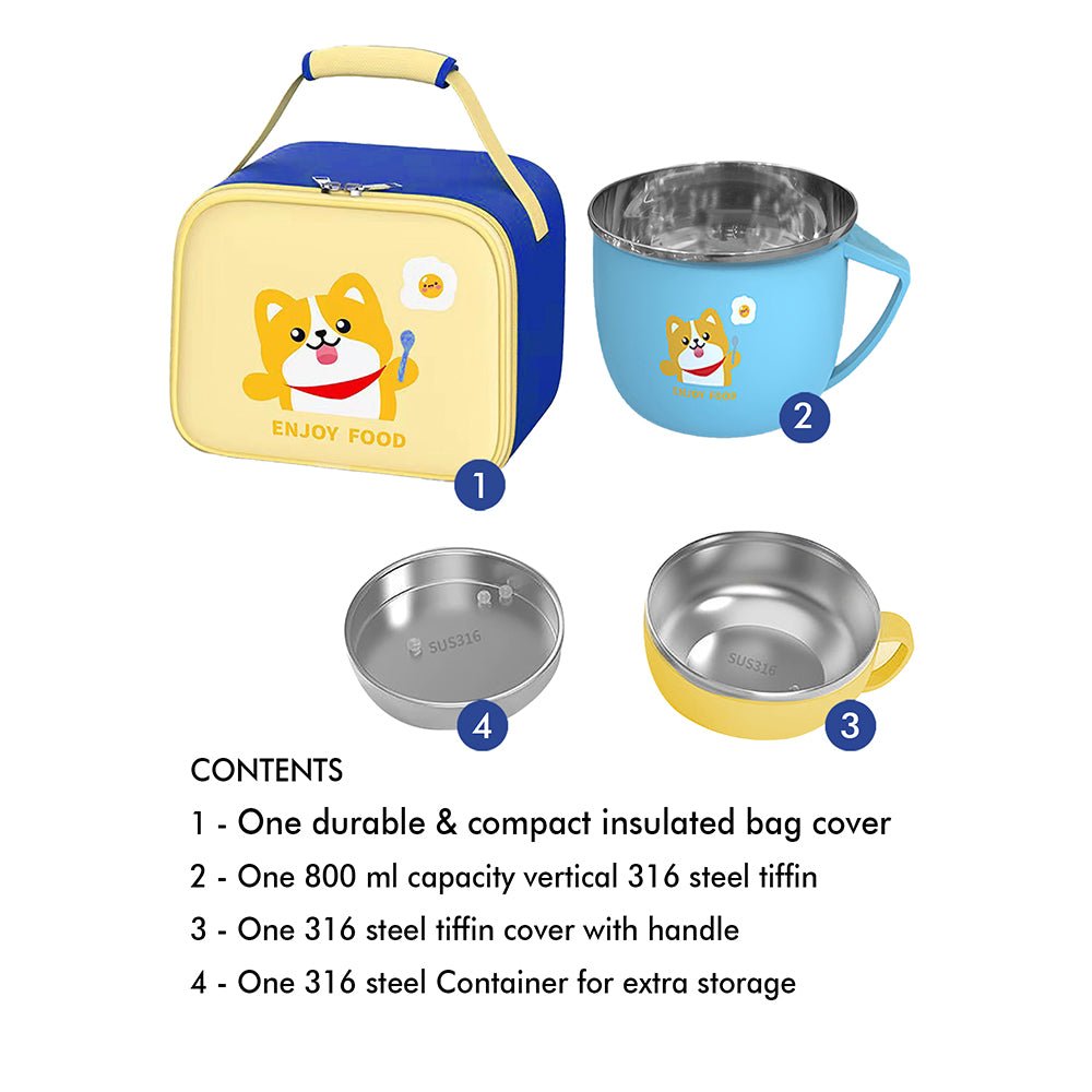 Light Blue Big size, Foxy Dual Handle Soup and Noodles Lunch Box with matching Cover - Little Surprise BoxLight Blue Big size, Foxy Dual Handle Soup and Noodles Lunch Box with matching Cover